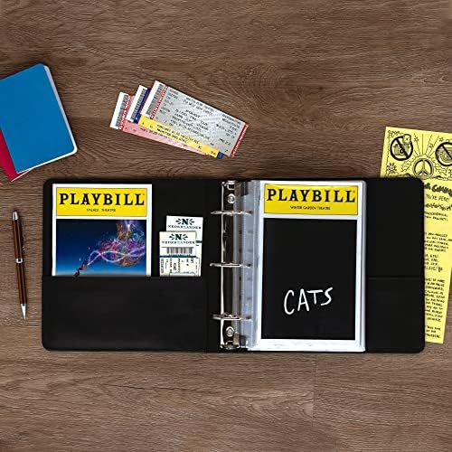 Samsill vintage 2 polegadas Bundle Playbill Binder com Playbills desmontado na capa, 25 protetores claros de embalagem