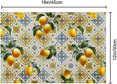 Bianlte Boho Floral Lemon Placemats Conjunto de 4, Placemats para mesa de jantar, manchas de mesa laváveis ​​de placemats à prova d'água resistentes ao calor, 12 x 18 polegadas