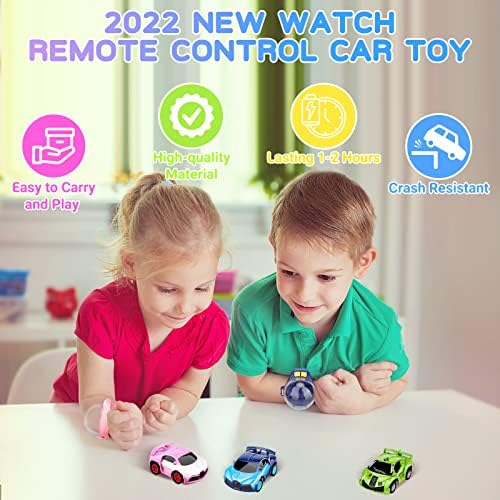 2Pack Novo Mini Mini Controle Remote Carro Brinquedos, desenho animado de 2,4 GHz RC Watch Racing Car, carro de controle remoto de carregamento USB, carro RC controlado pelo carro para meninos para meninos presentes de aniversário ， rosa e verde