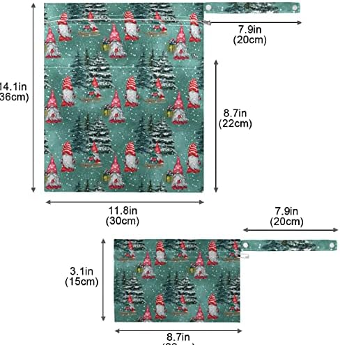 Zzxxb natal gnome neve à prova d'água bolsa molhada fralda reutilizável bolsa molhada com bolso de zíper para viajar berbeneamentos