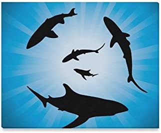Enevotx Wall Art Painting Vector Sharks Underwater e padrão de luz solar impressa na tela A paisagem imagens imagens óleo para casa decoração de impressão moderna para decoração para sala de estar