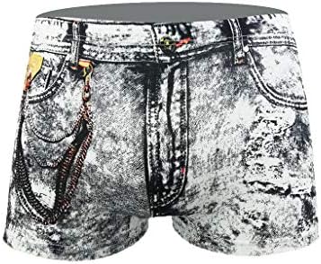 BMISEGM Mens boxers roupas íntimas calças masculinas de boxe masculinas de jeans bolso de bolso shorts homens adultos de moda sexy masculinos