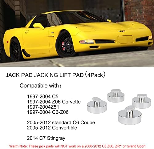 Levantamento Jack Pad, Jacking Lifting Pucks Billet Aluminium Compatível com Chevy Corvette C5 C6 Z06 Coupe and Convertible