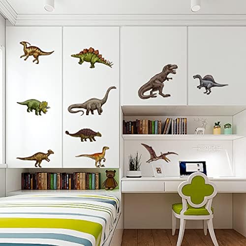 10 PCs Dinossauros adesivos de parede de dinossauros Decalques para meninos Sala 3D Aquarela Dinosaur Kids Adesivos de parede Destas e colar decalques de parede removíveis para crianças quarto de berçário quarto