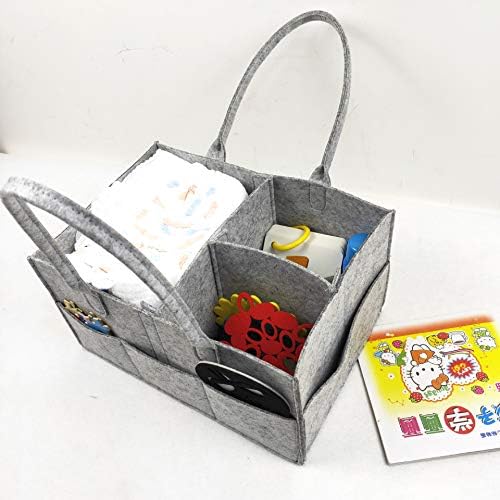 WSLCN fralda Caddy Organizador de berçário Wipes Bag Bag Nappy Organizer Container Dobável Organizador de viagem por portátil para troca de cesta de armazenamento de fraldas Grey 34 * 24 * 18cm