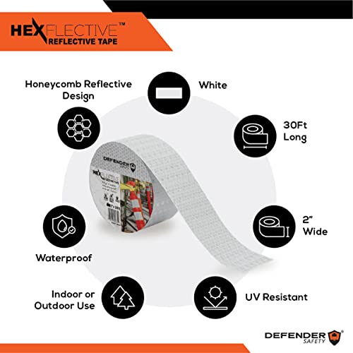 Fita reflexiva HEXFLEITOR ™ Segurança do Defender. 2 ”x30‘. Alta visibilidade, cores vibrantes, impermeável, instalação