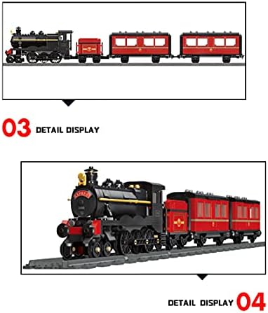 JoyMeet Locomotive Model, Retro Steam Train com blocos de construção de pistas Defina o kit de construção de trem para meninos, meninas e crianças compatíveis com a Technic Lego - 789 PCs Red