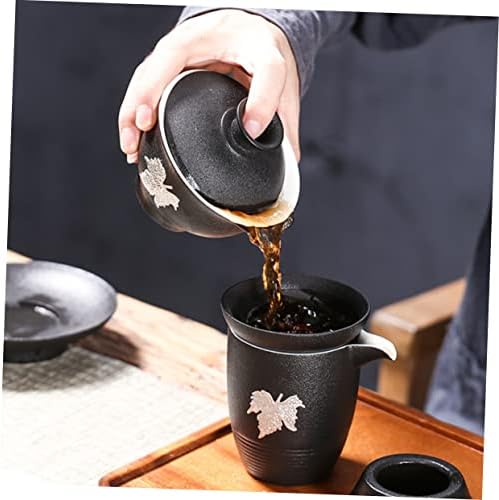 Conjunto de chá chinês upkoch 1pc com porcelana prática de porcelana retro escritório teaware lid folha de cerâmica e decoração