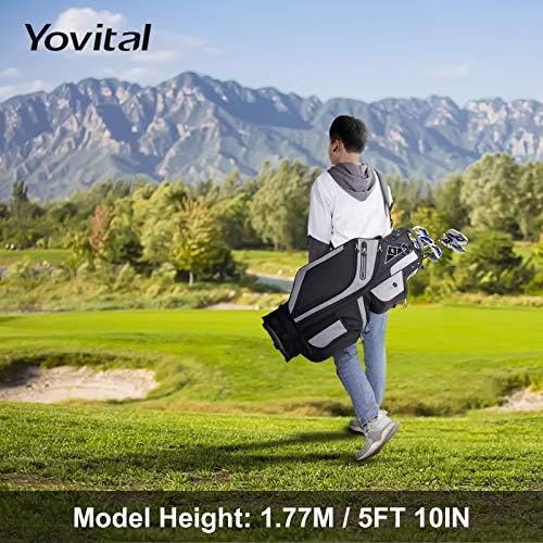 Yovital 14 vias de carrinho de golfe para push saco de design elegante comprimento completo com refrigerador, capuz de chuva, putter bem