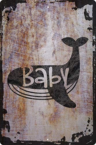 OS equipamento engraçado grande parede de parede de metal signo baleia baby família recém -nascida amor amor oceano hidrat wall arte decoração engraçada presente 12 x 18 polegadas