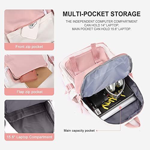 Mochila KeyEMP para mulheres casuais mochilas fofas para sacolas leves para adolescentes, bolsa de viagem de moda, presente, rosa
