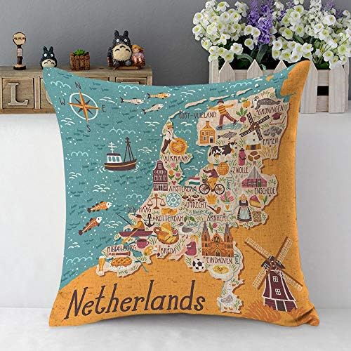 Mapa do Mugod de Holanda Caso de travesseiros decorativos Caso de travesseiros holandes
