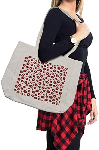 Bolsa de compras de Beijo de Ambesonne, design monocromático do tom quente Kises Girl, bolsa reutilizável ecológica