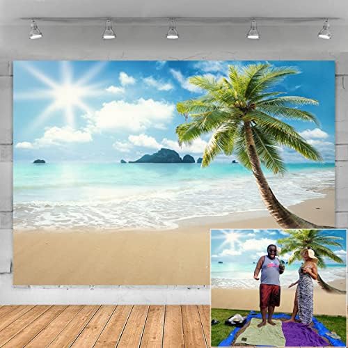 FIVAN 7x5ft Party Tropical Party Tropical Beddrop Hawaii Aloha Photography Background Sunshine Beach Clouds Design FT-5750
