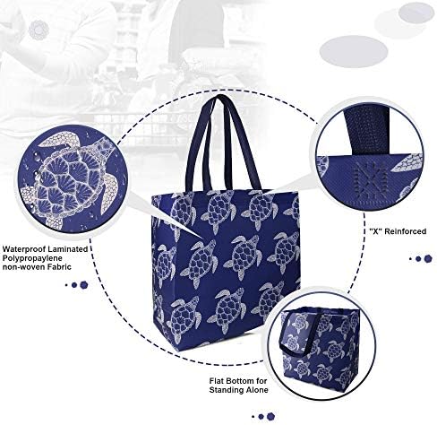 BEEGREEN 12 sacolas de compras reutilizáveis ​​para mantimentos grandes bolsas de mercearia duráveis ​​reutilizáveis ​​impressão de
