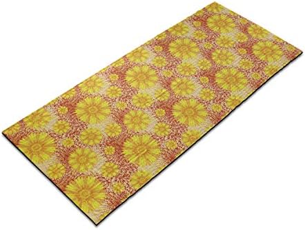 Toalha de tapete de ioga floral de Ambesonne, Visão geral do estilo retrô da flor em um fundo grunge manchado, suor