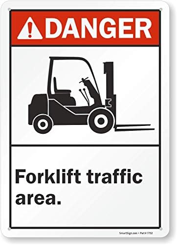 SmartSign Danger - Forklift Traffic Area Sign | 10 x 14 plástico
