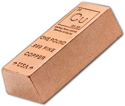 1 libra de barra de cobre em papel de papel - 999 Design de elementos químicos puros com certificado de autenticidade