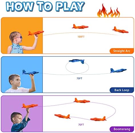 Brinquedos de avião infantil, brinquedos de aviões de espuma para meninos meninos garotos jogam planador de isopor avião, brinquedos esportivos internos externos para crianças de 3 anos ou mais 4 5 6 7 8 9 10 11 14 anos de idade Presentes de aniversário de meninos