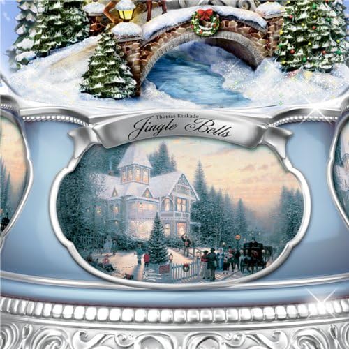 O Bradford Exchange Thomas Kinkade Jingle Bells Musical de Natal Snowglobe