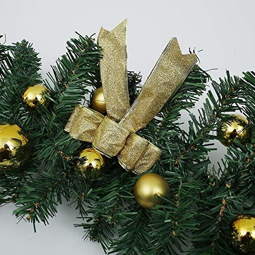 CFSNCM 2,7m de comprimento pingente de Natal para sala de estar Cozinha Rattan de natal Green Gold lareira Wreath Home Wall Hanging Decoration