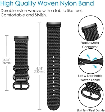 Fintie Band Compatível com Fitbit Versa 4 / Sense 2 / Fitbit Versa 3 / Fitbit Sense, gente de pulseira de reposição de nylon de tecido macio de tecido macio