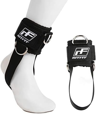 Ritfit Correia acolchoada Correia para máquina de cabos, gancho forte e loop, reforço de 3 anel D/D-ring duplo, neoprene de ajuste de conforto ajustável-punhos premium de tornozelo para melhorar os abdominais, treinos de glúteos e pernas…