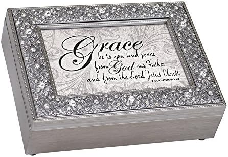 Cottage Garden Grace Peace de Deus Filigree Jewel Bead Silver Tone Box toca incrível graça