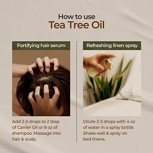 Gya Labs Pure Australian Tea Tree Oil para pele, cabelo, rosto e unhas dos pés - terapêutico natural de melaleuca tea Óleo essencial para piercings, couro cabeludo e crescimento