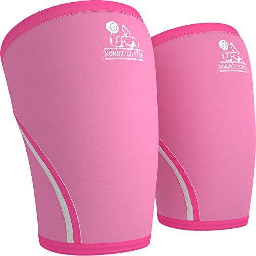 Mangas de joelho nórdicas de levantamento xsmall pacote rosa com kettlebells 18 lb