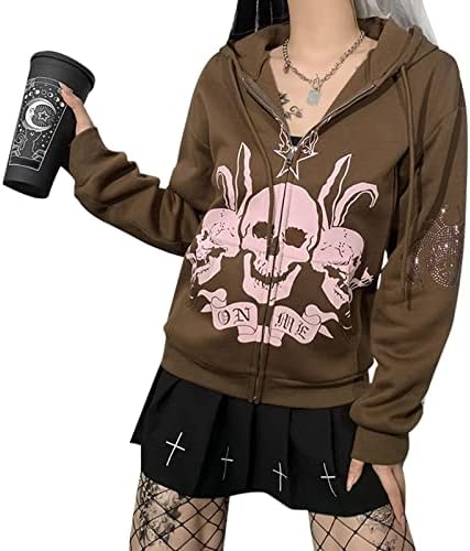 Mulheres coolmonares sinalizador de skull skull mole de streetwear góticos harajuku y2k jaqueta punk grunge