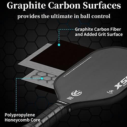 XS XSPAK Fibra de carbono Puskleball Paddle - Edição de torneio - Campeão mundial de tecnologia Surface Technology Racket - Usapa