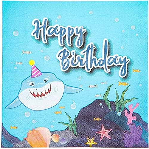 Guardanapos de papel de tubarão azul para festa de aniversário