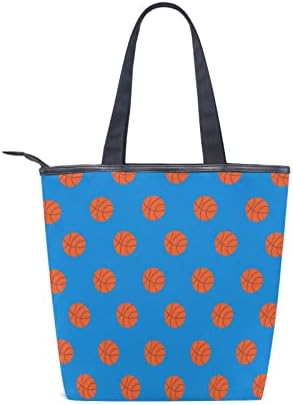 Canvas Tote Bag Basketball Sports Orange Blue Blue Reutilizable Compradores Purse Mulheres Bolsa de Viagem de Viagem