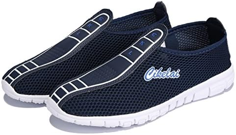 CIKELAI Lightweight Breathable Mesh Sports Sapatos de corrida ao ar livre Andando sapatos masculinos não deslizantes preto azul