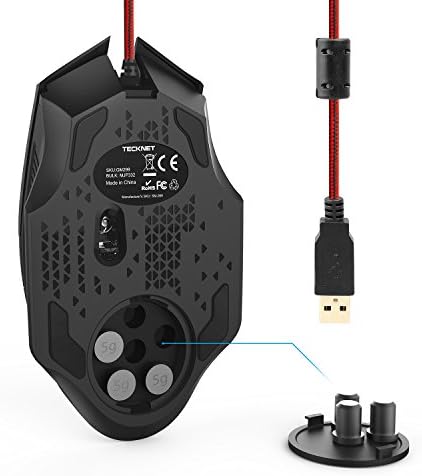 TeckNet programável com mouse de jogos de computador com fio, sensor premium 7000dpi, 8 botões programáveis, 8 luz respiratória,