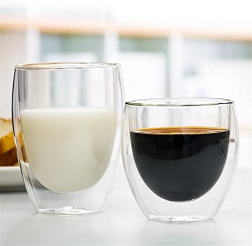 Iesessb water copos de parede dupla vidro de vidro de vidro de vidro transparente xícara de chá conjunto de vidro copo de café com presente de drinques domésticos