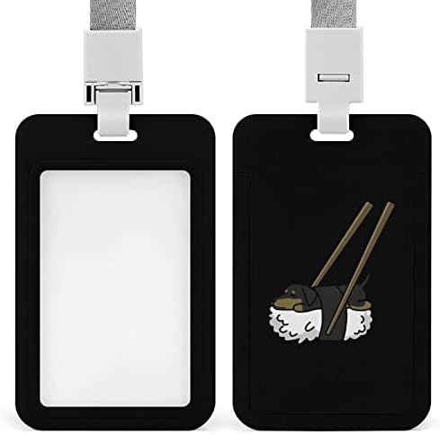 Engraçado Sushi Dachshund Porta de plástico vertical portador de identificação personalizada portadores de cartões de identificação