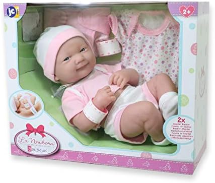Conjunto de presentes de boneca de bebê de 8 peças | JC Toys - La Newatborn Nursery | Doneta sorridente de 14 de 14 com acessórios