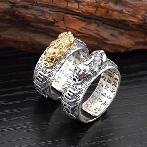 yfstyle 2pcs anel feng shui para homens Pixiu anel anillo pixiu anéis mani mantra proteção riqueza anel de riqueza ajustável