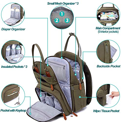 Mochila Bagbleroo Backpack - Bolsa de viagem Essentials Baby - Bolsa de fraldas à prova d'água de várias funções, Bolsa