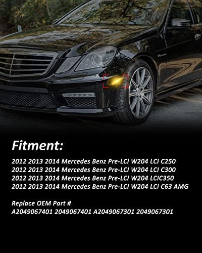 Bestview LED LATER LUZES COMPATÍVEL COM 2012-2014 Mercedes Benz W204 LCI C250 C300 C350 C-Class, Driver e Passageiro, Len fumado