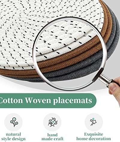 Placemats de trivet de tecidos tapetes de mesa: Humbson 6pcs redondos de estampa de jantar de jantar de calor da fazenda