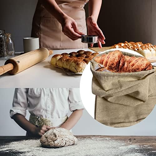 Sacos de pão de linho para pão caseiro 6pcs, sacos de pão reutilizáveis ​​para armazenamento caseiro de pão, sacos de pão de cordão