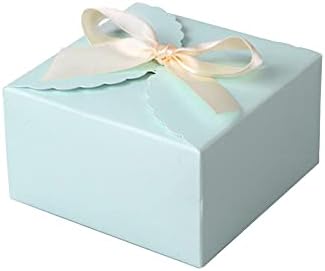 Ymulas 30 PCs Party Favor Candy Box, Kraft Paper Treat Boxes para Presente Dar Casamento Baby Charf Birthday Blue Small Gift Boxes com fitas para embalagem de doces, biscoito, chocolate, biscoitos