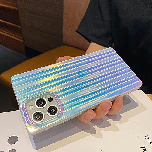 Kerzzil slim holográfico compatível com iPhone 12 Pro Max Square Edge, fofo colorido colorido tpu silicone protetor protetor de choques