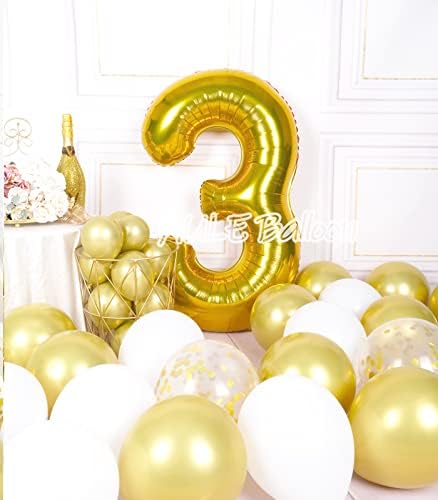 AULE 40 polegadas Big Gold 3 Número de balão Balões de hélio grande folha de papel