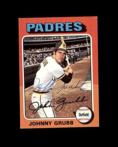 Johnny Grubb assinou 1975 Topps San Diego Padres Autograph