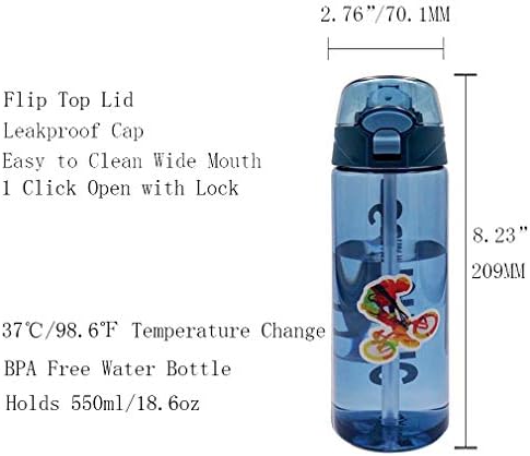 Garrafa de água de bicicleta com rótulos sensíveis a palha esportivo de garrafa de garrafa de top Tampa à prova de vazamento com um clique em abrir o BPA não tóxico BPA gratuito e ecológico