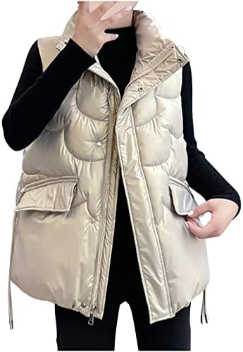 Yuzhih Warm Women Pocket Casat Jacket Jaqueta de inverno sem mangas Turn Down Down Zipper